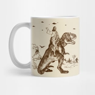 Jesus Riding Dinosaur Mug